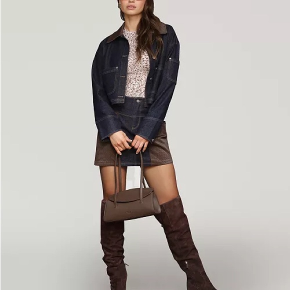 Avec Les Filles Faux-Collar Crop Trucker Jacket - Picture 8 of 8